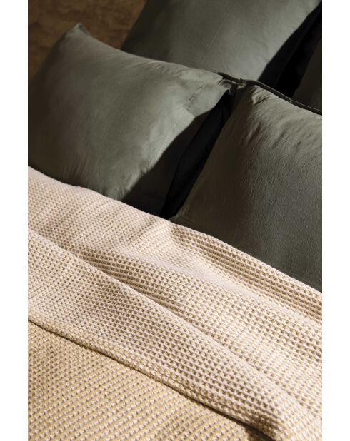 Gewebte Tagesdecke Yvoire in natürlicher Ockerfarbe in Khaki