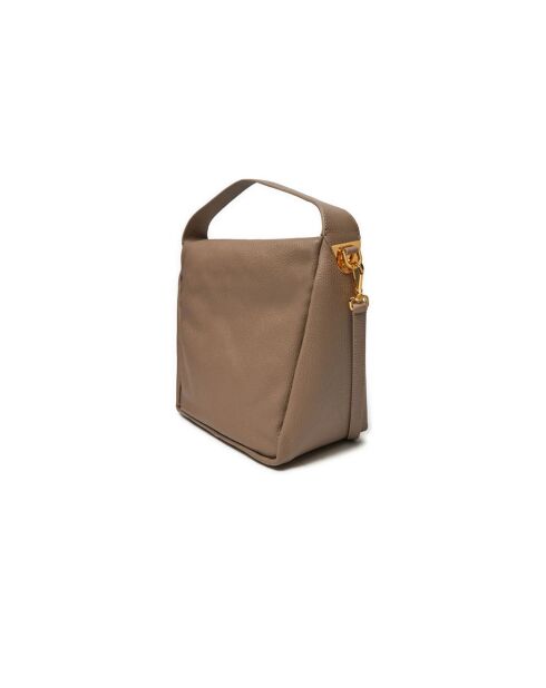 Bolso Oliver de piel granulada cálida de color topo - 30x27x17 cm