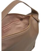 Bolso Oliver de piel granulada cálida de color topo - 30x27x17 cm