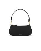 Merveilles Mini-Schultertasche aus genarbtem Leder in Schwarz - 24x12x4 cm