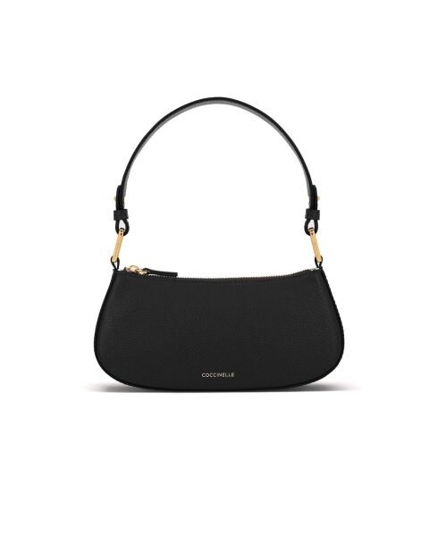 Merveilles Mini-Schultertasche aus genarbtem Leder in Schwarz - 24x12x4 cm