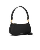 Merveilles Mini-Schultertasche aus genarbtem Leder in Schwarz - 24x12x4 cm