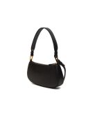 Merveilles Mini-Schultertasche aus genarbtem Leder in Schwarz - 24x12x4 cm