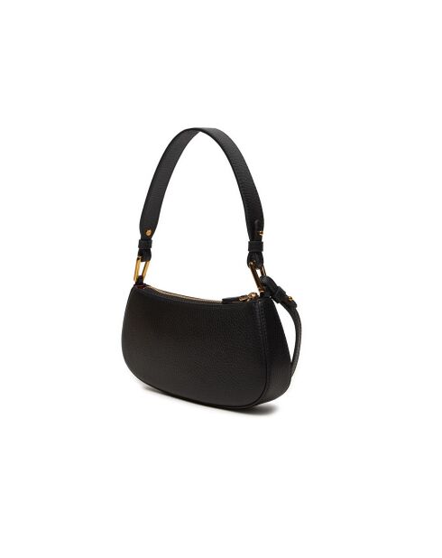 Merveilles Mini-Schultertasche aus genarbtem Leder in Schwarz - 24x12x4 cm