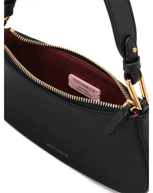 Merveilles Mini-Schultertasche aus genarbtem Leder in Schwarz - 24x12x4 cm