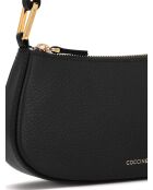 Merveilles Mini-Schultertasche aus genarbtem Leder in Schwarz - 24x12x4 cm