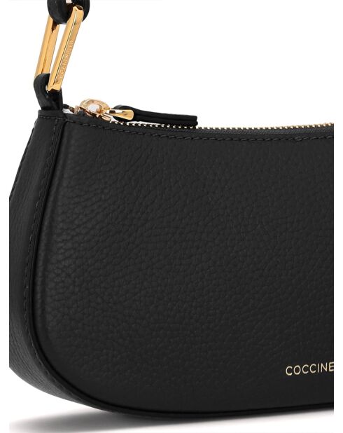 Merveilles Mini-Schultertasche aus genarbtem Leder in Schwarz - 24x12x4 cm