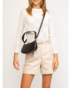 Merveilles Mini-Schultertasche aus genarbtem Leder in Schwarz - 24x12x4 cm