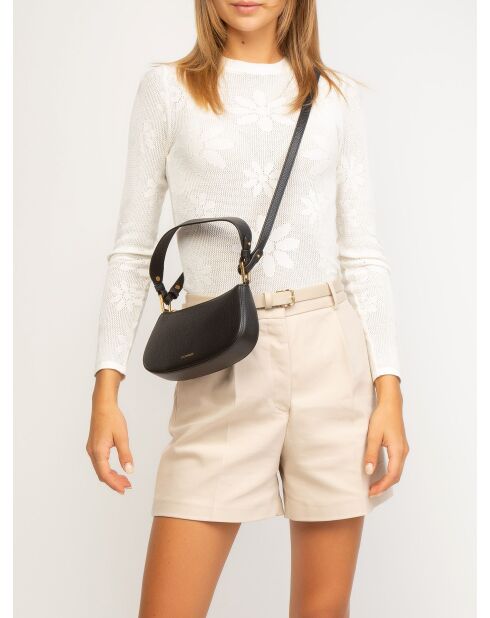 Merveilles Mini-Schultertasche aus genarbtem Leder in Schwarz - 24x12x4 cm