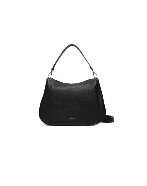 Bandolera Nory de piel granulada negra - 35x25x9 cm