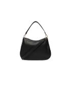 Schultertasche Nory aus genarbtem Leder in Schwarz - 35x25x9 cm