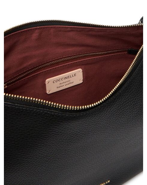 Bandolera Nory de piel granulada negra - 35x25x9 cm