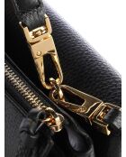 Bolso Arlettis de piel granulada negra - 19x15x8 cm