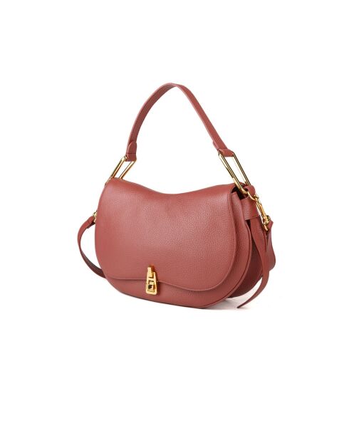 Bolso de hombro suave Magie de piel granulada color brandy - 30,5x18x8 cm