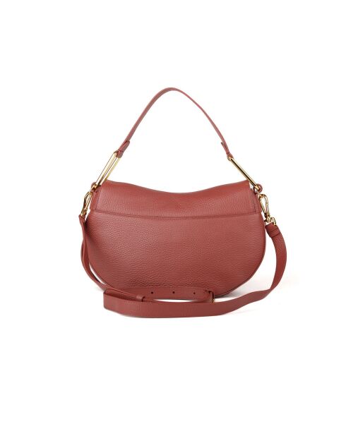 Bolso de hombro suave Magie de piel granulada color brandy - 30,5x18x8 cm