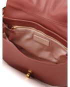 Bolso de hombro suave Magie de piel granulada color brandy - 30,5x18x8 cm