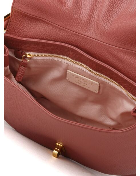 Bolso de hombro suave Magie de piel granulada color brandy - 30,5x18x8 cm