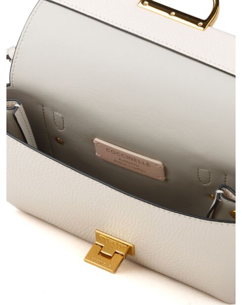 Arlettis Handtasche aus weißem genarbtem Lammleder - 19x15x8 cm