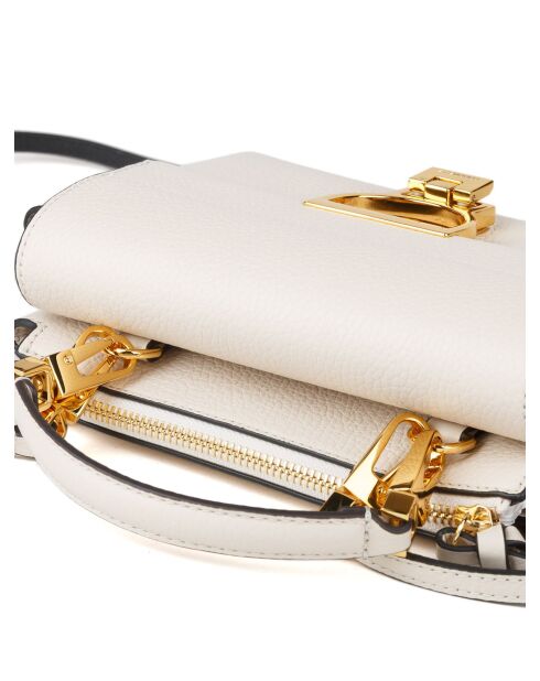 Arlettis Handtasche aus weißem genarbtem Lammleder - 19x15x8 cm