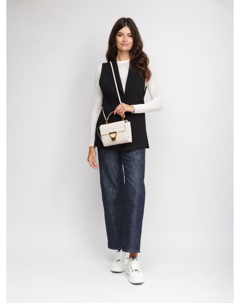 Arlettis Handtasche aus weißem genarbtem Lammleder - 19x15x8 cm