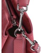 Boheemse schoudertas van twee materialen in palissanderkleurig suède - 23x18x10 cm