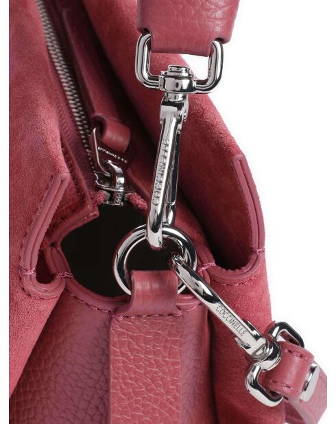 Boheemse schoudertas van twee materialen in palissanderkleurig suède - 23x18x10 cm