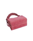 Boheemse schoudertas van twee materialen in palissanderkleurig suède - 23x18x10 cm