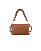 Bohème Grana dubbele schoudertas in dubbel cognackleurig generfd leer - 26x14x9 cm