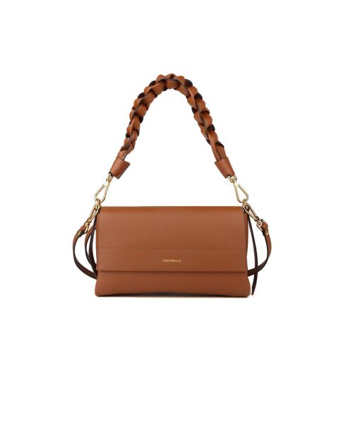 Bohème Grana dubbele schoudertas in dubbel cognackleurig generfd leer - 26x14x9 cm