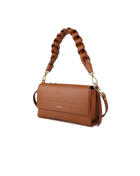 Bohème Grana dubbele schoudertas in dubbel cognackleurig generfd leer - 26x14x9 cm
