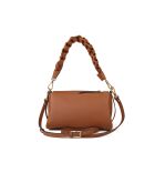 Bohème Grana dubbele schoudertas in dubbel cognackleurig generfd leer - 26x14x9 cm