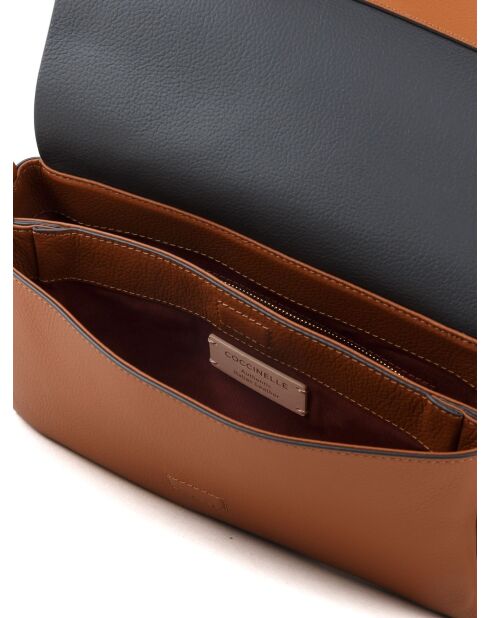 Bohème Grana dubbele schoudertas in dubbel cognackleurig generfd leer - 26x14x9 cm