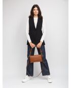 Bohème Grana dubbele schoudertas in dubbel cognackleurig generfd leer - 26x14x9 cm