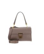 Arlettis Schultertasche aus warmem, genarbtem Leder in Taupe - 25x18x7 cm