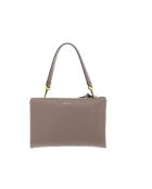 Arlettis Schultertasche aus warmem, genarbtem Leder in Taupe - 25x18x7 cm