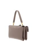 Arlettis Schultertasche aus warmem, genarbtem Leder in Taupe - 25x18x7 cm