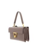 Arlettis Schultertasche aus warmem, genarbtem Leder in Taupe - 25x18x7 cm