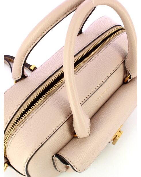 Beat Weiche Handtasche aus beigefarbenem genarbtem Leder - 26x14x8 cm