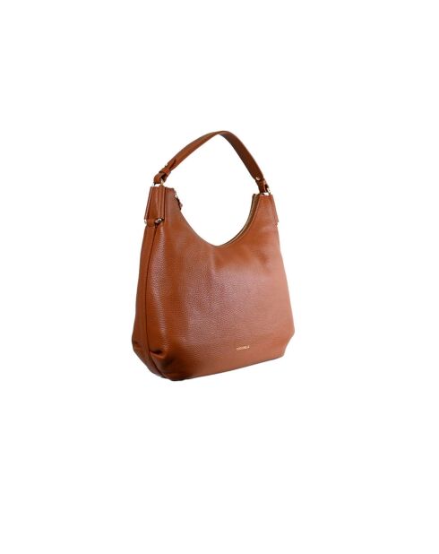 Bandolera Rebekka de piel granulada coñac - 34x25x9 cm