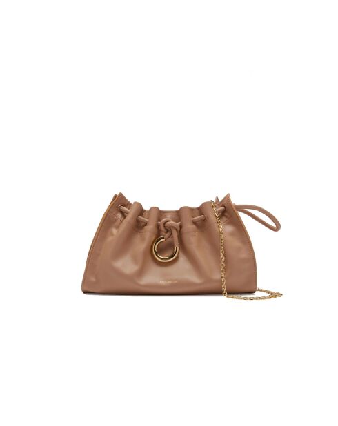 Sac bandoulière  Isabela en cuir lisse nude - 31x15x7 cm