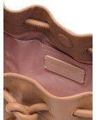 Sac bandoulière  Isabela en cuir lisse nude - 31x15x7 cm