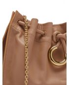 Sac bandoulière  Isabela en cuir lisse nude - 31x15x7 cm