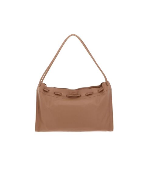 Sac bandoulière  Isabela en cuir lisse nude - 31x15x7 cm