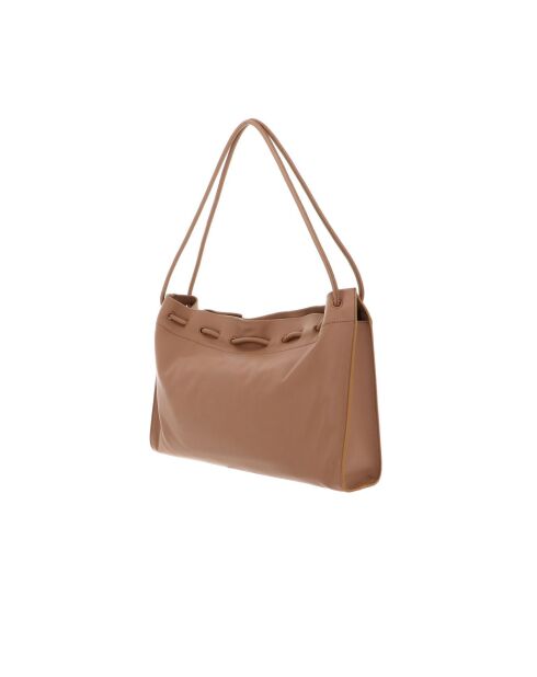 Sac bandoulière  Isabela en cuir lisse nude - 31x15x7 cm