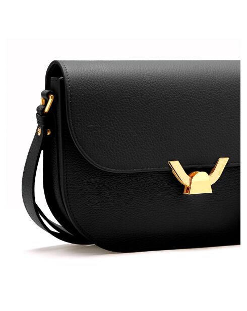 Bandolera Dew de piel granulada negra - 27x20x7,5 cm