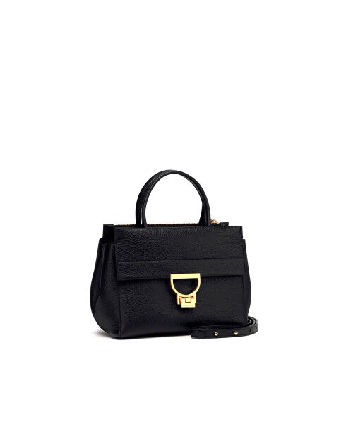 Arlettis Handtasche aus schwarzem genarbtem Leder - 24x19x14 cm