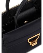 Arlettis Handtasche aus schwarzem genarbtem Leder - 24x19x14 cm