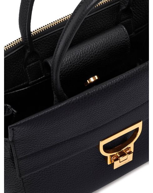 Arlettis Handtasche aus schwarzem genarbtem Leder - 24x19x14 cm