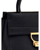 Arlettis Handtasche aus schwarzem genarbtem Leder - 24x19x14 cm