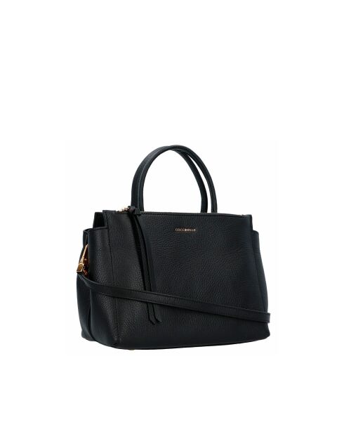 Arlettis Handtasche aus schwarzem genarbtem Leder - 24x19x14 cm